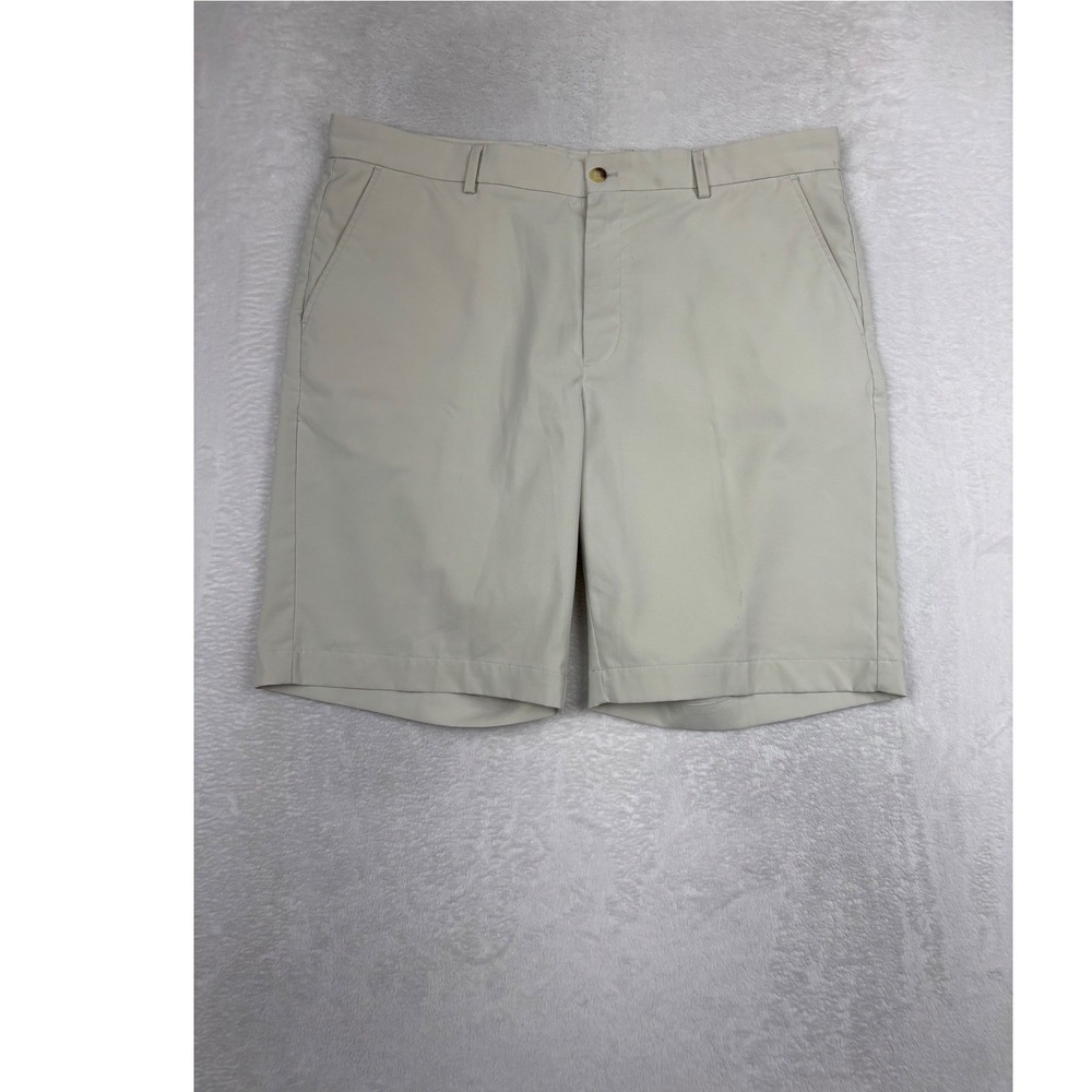 Greg Norman Mens Golf Shorts Beige Stone Size 38 Performance Stretch Flat Front